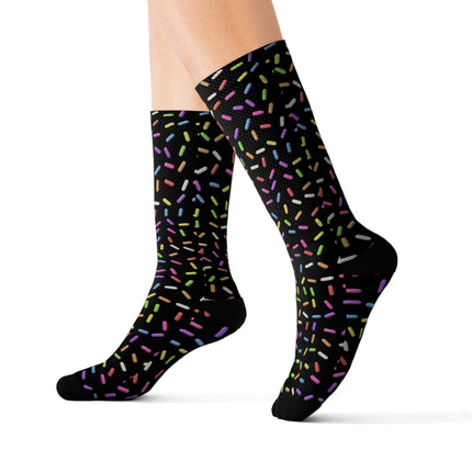 Black Sublimation Socks with Sprinkles